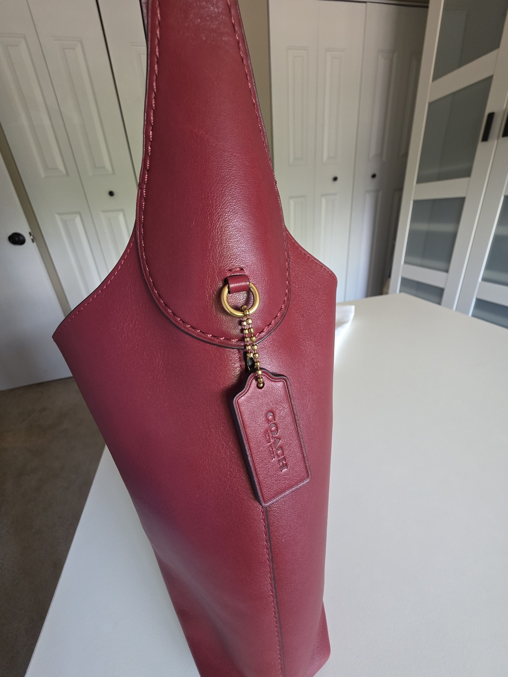 Coach Brooklyn 28 Leather Shoulder Hobo Bag In Ruby - Picture 7 of 16